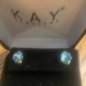 Kay Jewelers Gold Blue Topaz Oval Stud Earrings
